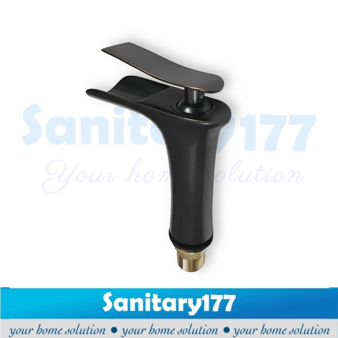 Kran wastafel kuningan HITAM air terjun -keran air cuci tangan brass faucet mixer washtafel black 20 30 elite elegan slim langsing jumbo