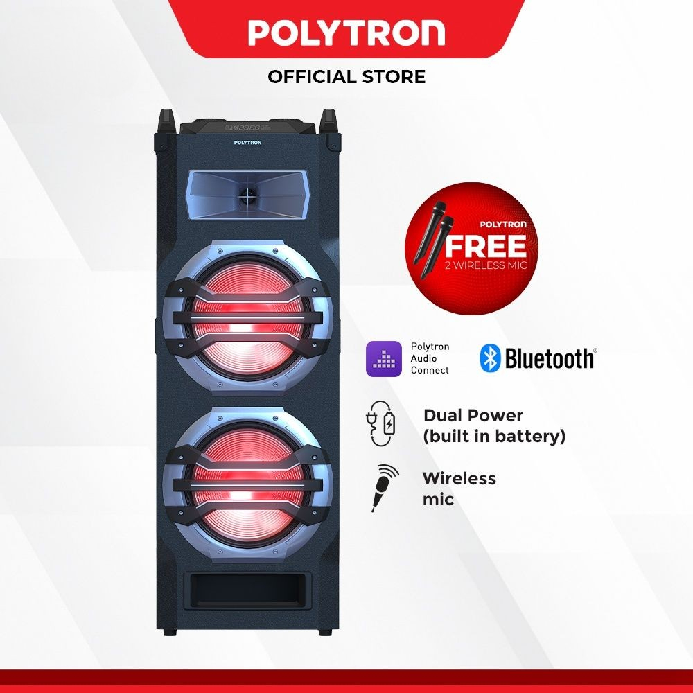 Speaker Portable Bluetooth Polytron PTS 12KF25 FREE 2 MIC WIRELESS