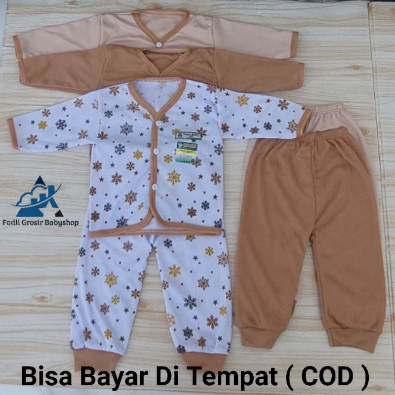 6 Pcs Baju Celana Bayi Newborn Lengan Panjang Series Coklat Setelan Bayi Newborn