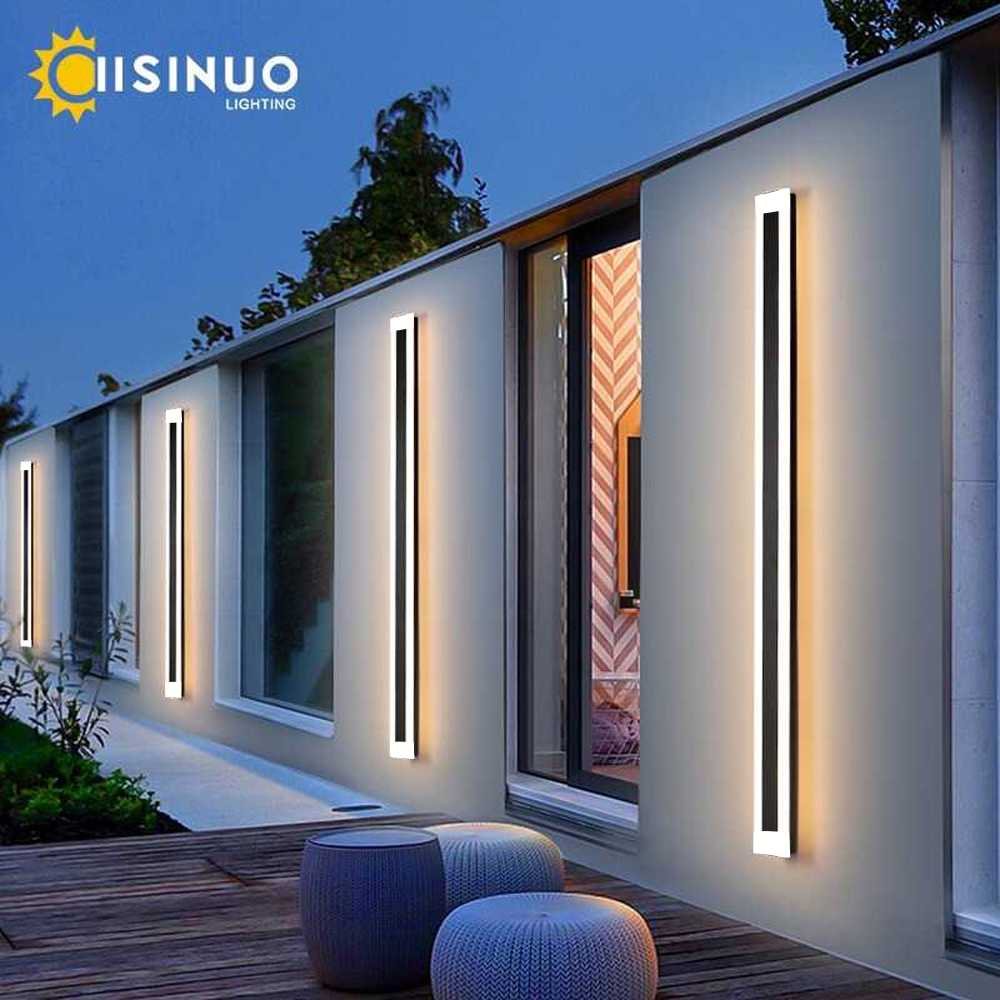 Lampu Dinding Hias Outdoor Long Strip LED Lamp Warm White Lampu Hias Desain Minimalis Tahan Air Berkualitas