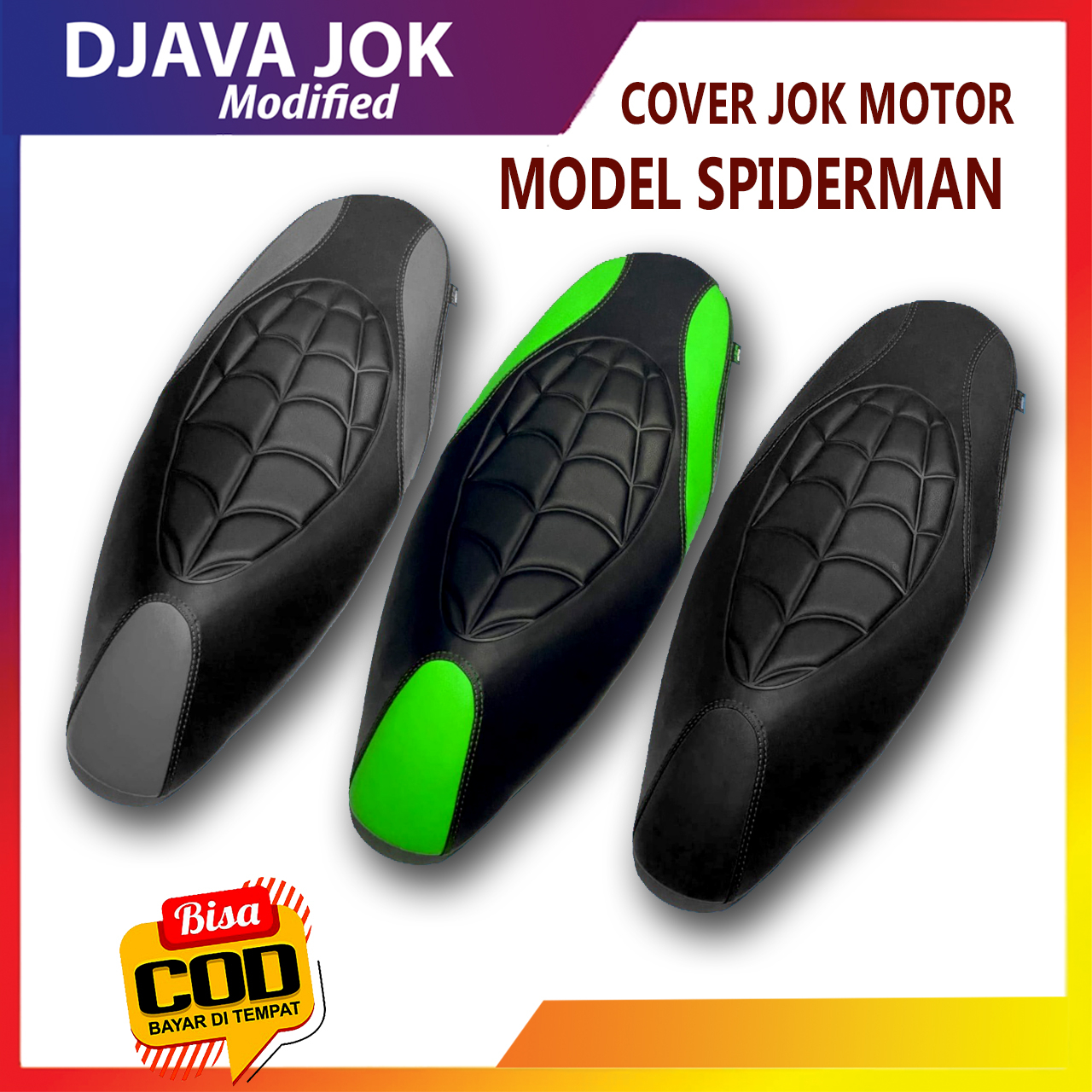 cover jok motor custom |model spiderman | sarung jok | kulit jok semua jenis motor