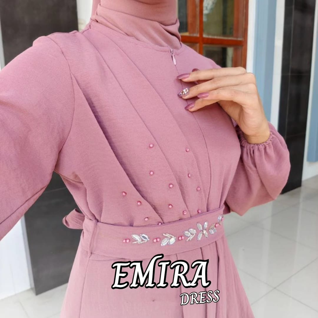 Emira Dress Maxy Crinkle Premium Gamis Prewedding Aplikasi Mutiara Baju Kondangan Wanita Gamis Dewasa Kekinian