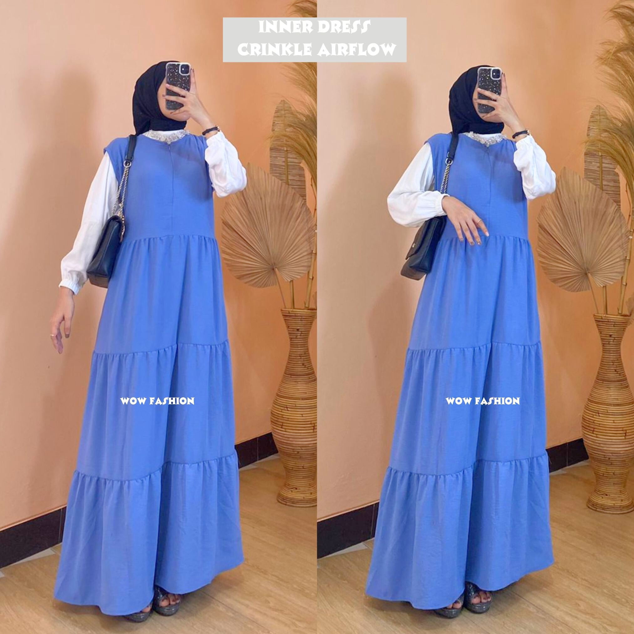 WOW-Ids-Inner Dress Crinkle Airflow // Dress Wanita// Gamis Inner