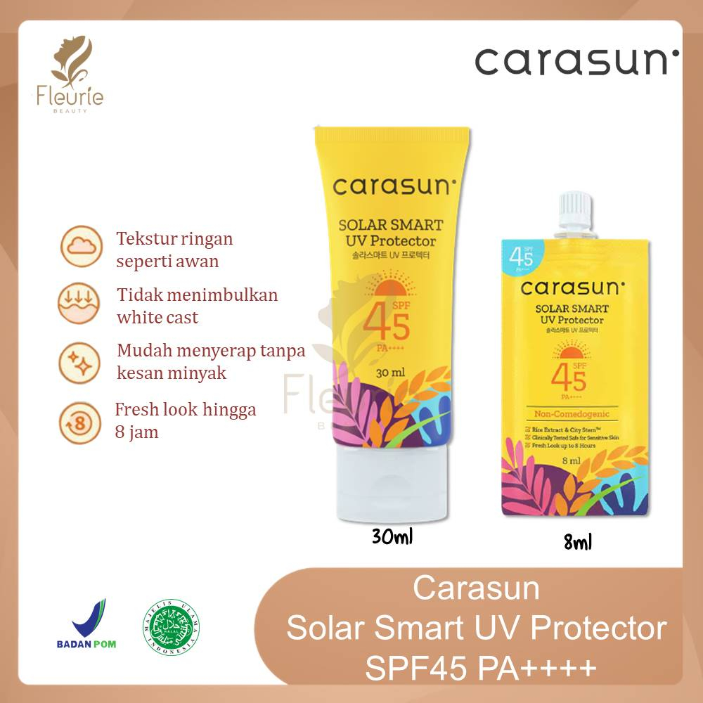 Carasun Solar Smart UV Protector Sunscreen SPF45 PA++++ 8ml 30ml 70ml - Sunscreen Original BPOM