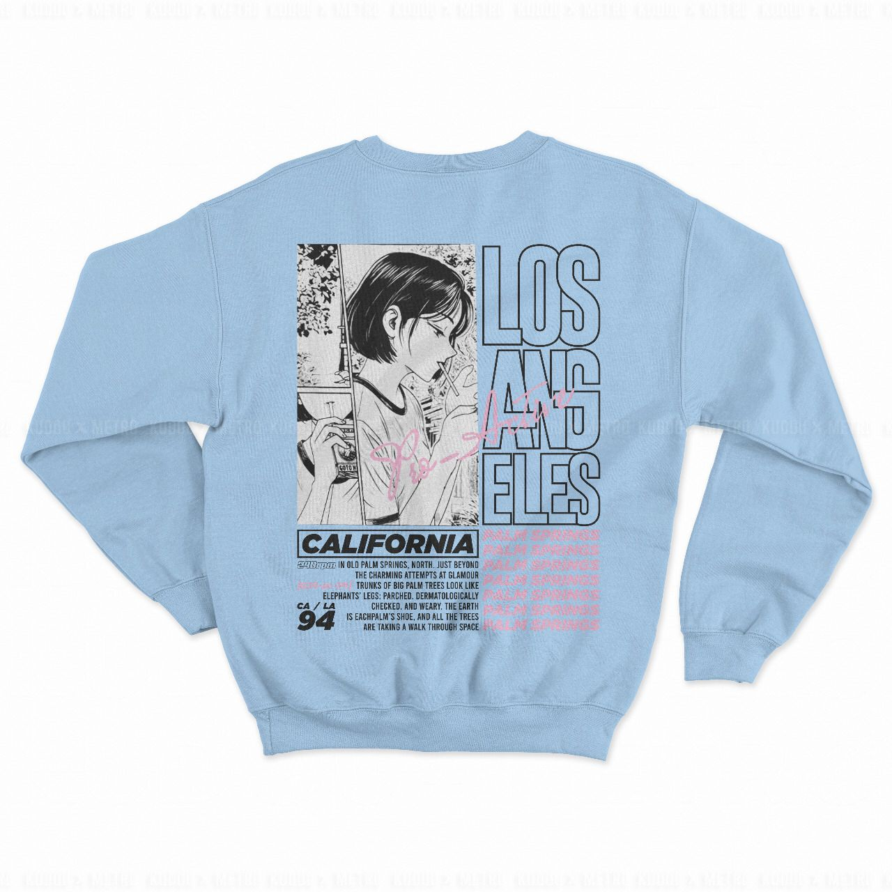 Crewneck Korean Girl Kawaii Sky Blue Aesthetic Sweater Bordir Sky Blue Biru langit