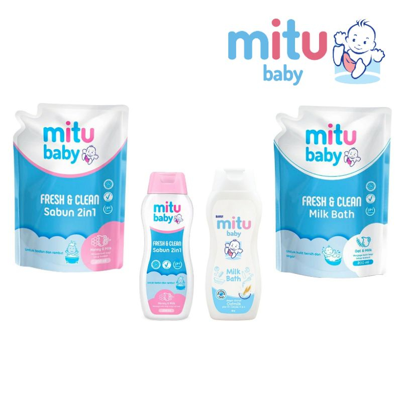 MITU BABY MURAH SABUN MANDI 2IN1 / MILK BATH  / REFIL 200ML HAIR &amp; BODY 200ML 2IN1