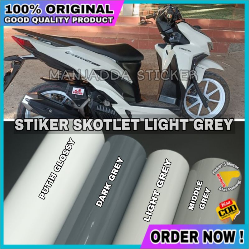 Permeter stiker light grey glossy skotlet motor premium bahan tebal mudah dipasang