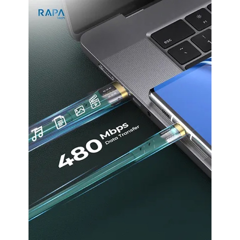 RAPAtech Crystal Kabel Data Type C 5A Quick Charge Up To 100W Transparant Data Cable Premium Quality Usb C Line Crystal