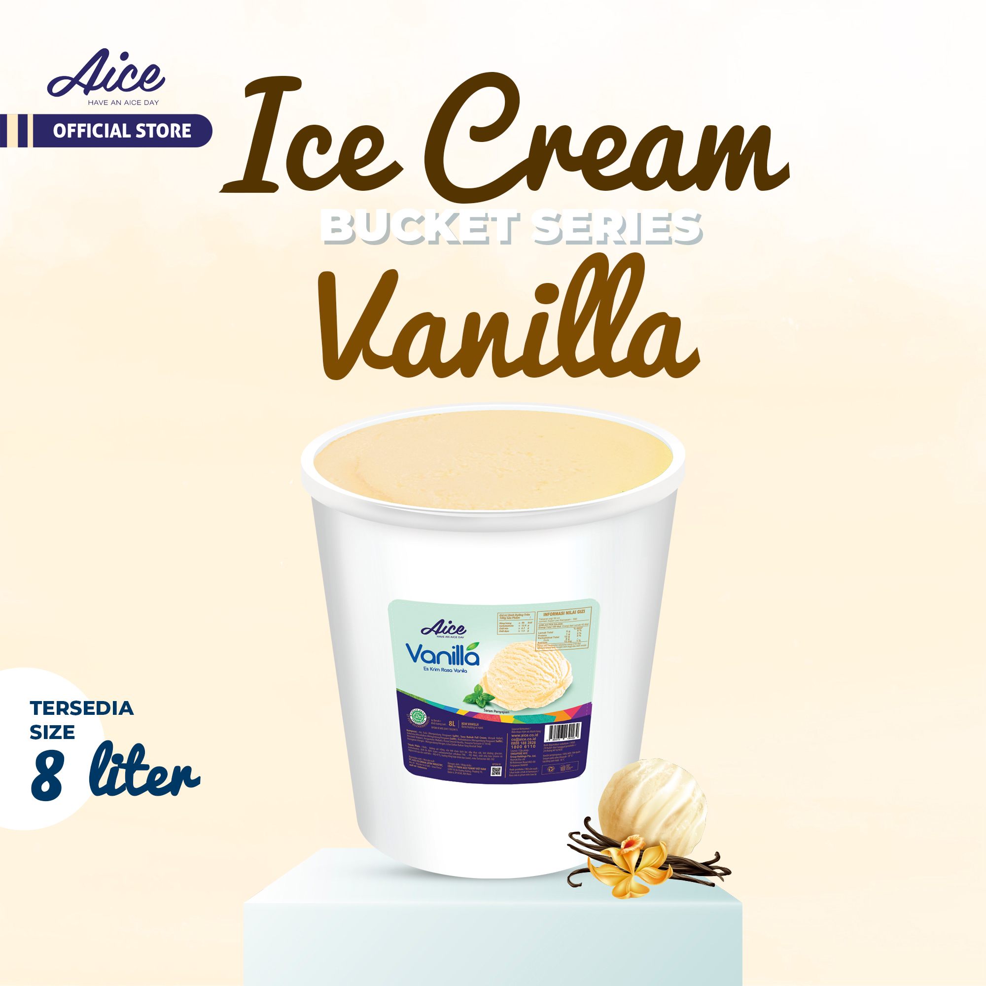 Promo Harga Aice Ice Cream Bucket Vanilla 8000 ml - Shopee