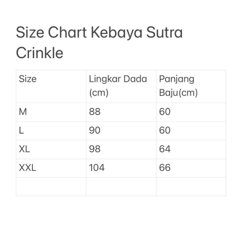 kebaya sutra crincle polos