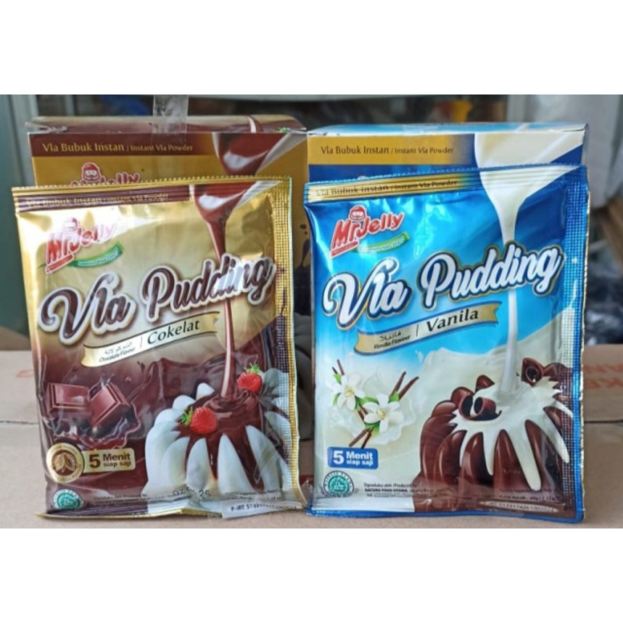 

Mr Jelly Vla Pudding 63gr Puding Cokelat Vanila Mrjelly