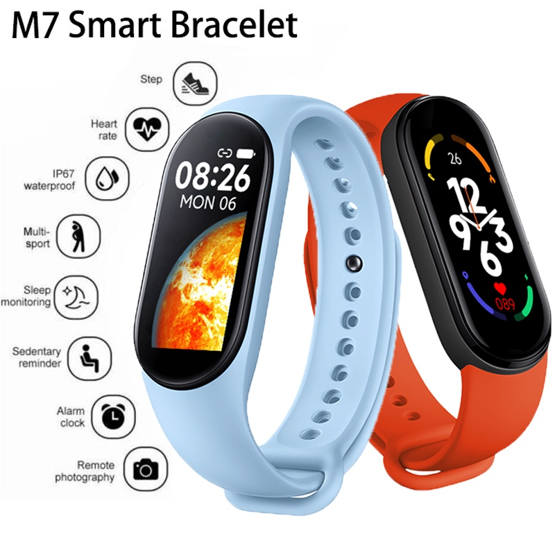 GadgetleeSmartband M7 Layar Warna Dengan Monitor Detak Jantung / Tekanan Darah siap pakai