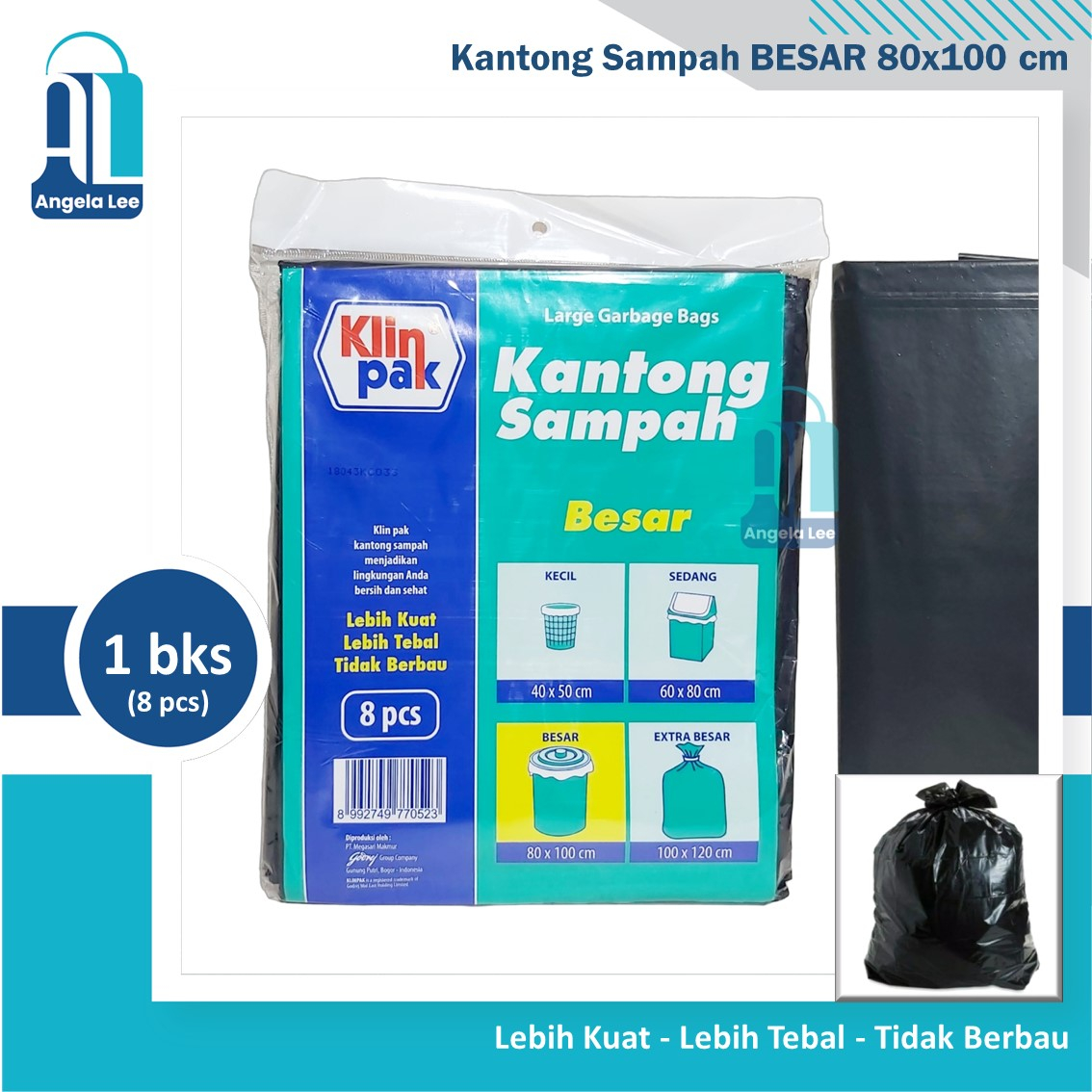 Klinpak Kantong Sampah Besar 80x100cm isi 8 lembar