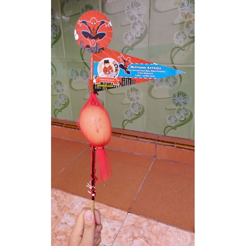 kembang telur aqiqah karakter / bendera aqiqah / kartu nama aqiqah