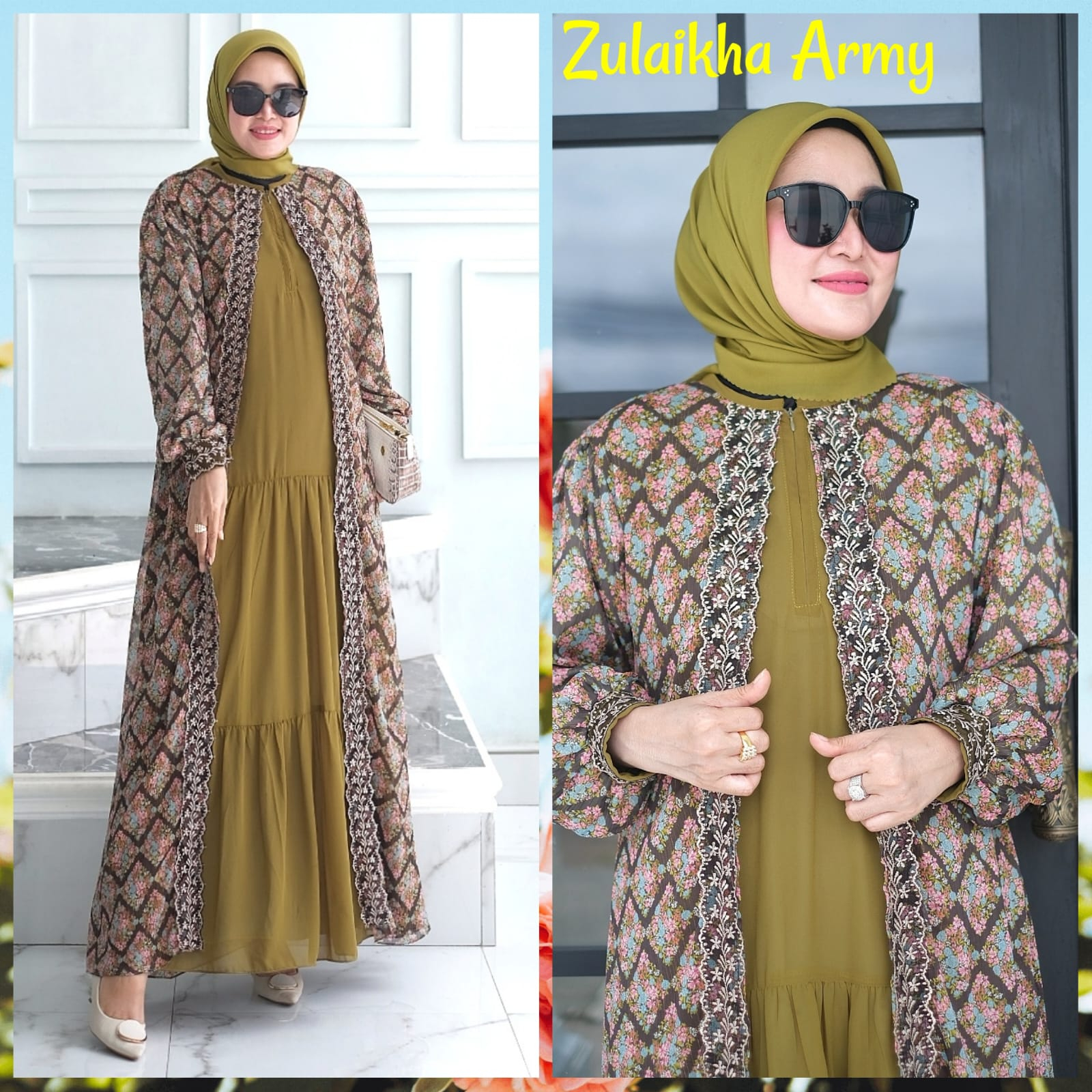 BusanaMuslim Wanita Dress Gamis -   Zulaikha Army