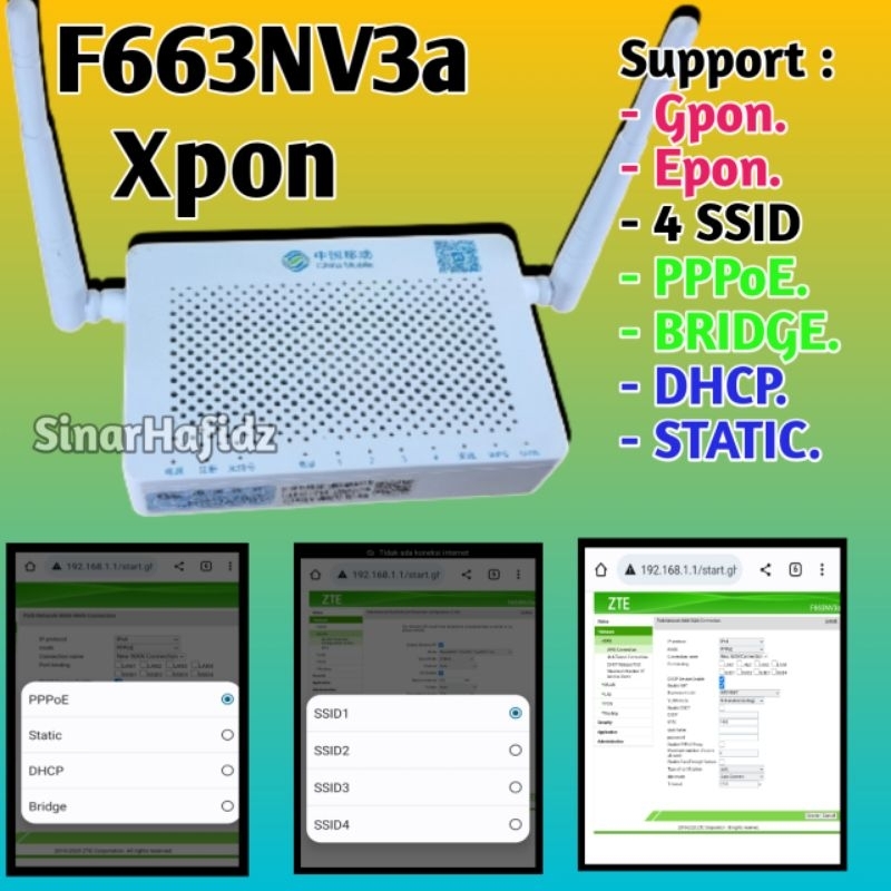 XPON ZTE F663 NV3a F663 NV9a