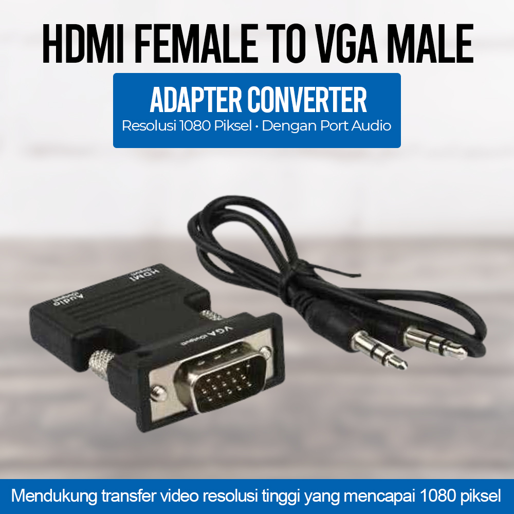 Adaptor Converter HDMI Female to VGA Male 1080P Audio Port