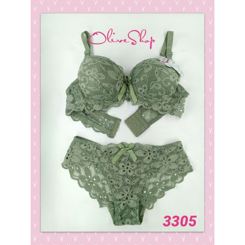 OliveShop ❤️ Set Bra Yasimei BH Push up Cup Tebal CD Celana Dalam Sexy Full Lace Renda Brukat Kode 3305 2115