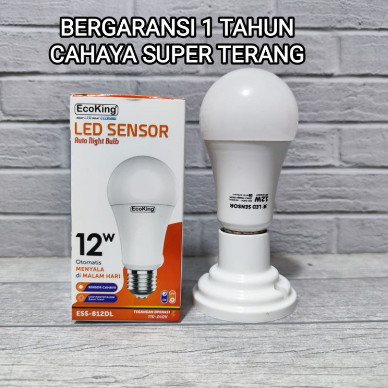 ECOKING LAMPU LED SENSOR CAHAYA 12W 12 WATT PUTIH ESS-812DL SNI BAGUS LIGHT SENSOR BERGARANSI