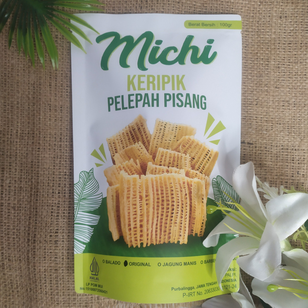 

MICHI keripik pelepah pisang aneka rasa READY!! makanan ringan enak gurih