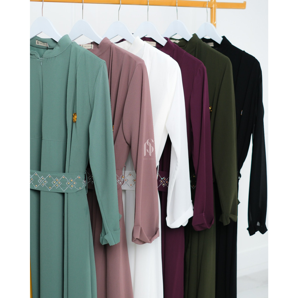 QHAIYRA DRESS CERUTY BABYDOLL BY NS OUTER ABAYA STYLE KELUARAN TERBARU OBI BELT MUTIARA