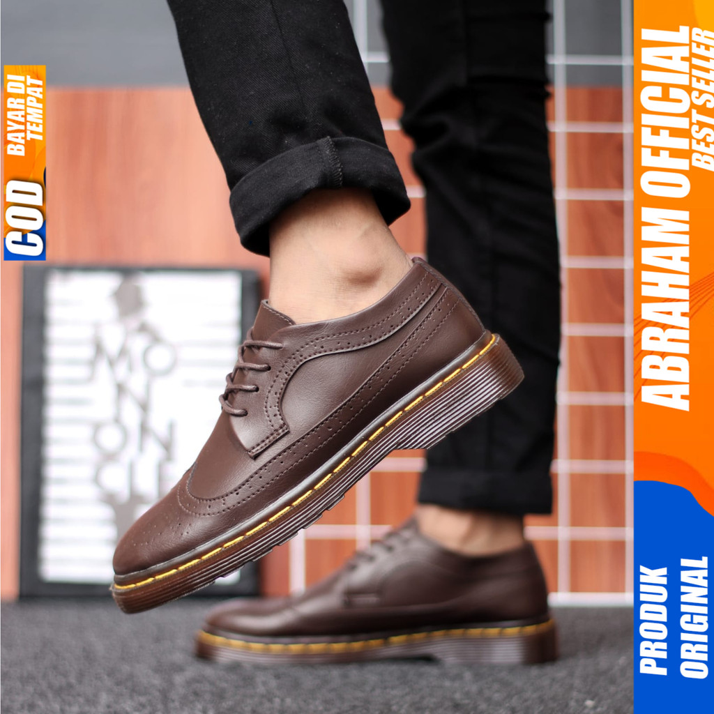 Sepatu Docmart Pria Casual Hitam Kerja Formal Pantofel Pria Abraham