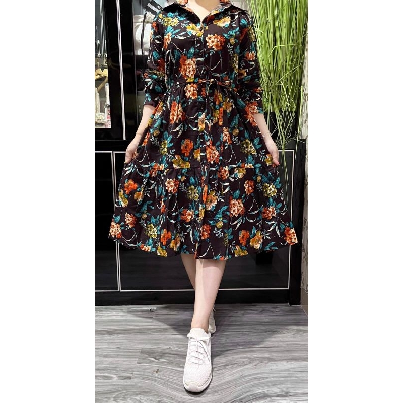 dress import wanita, tunik import, tunik wanita, dress wanita motif bunga, dress bunga, tunik bunga 