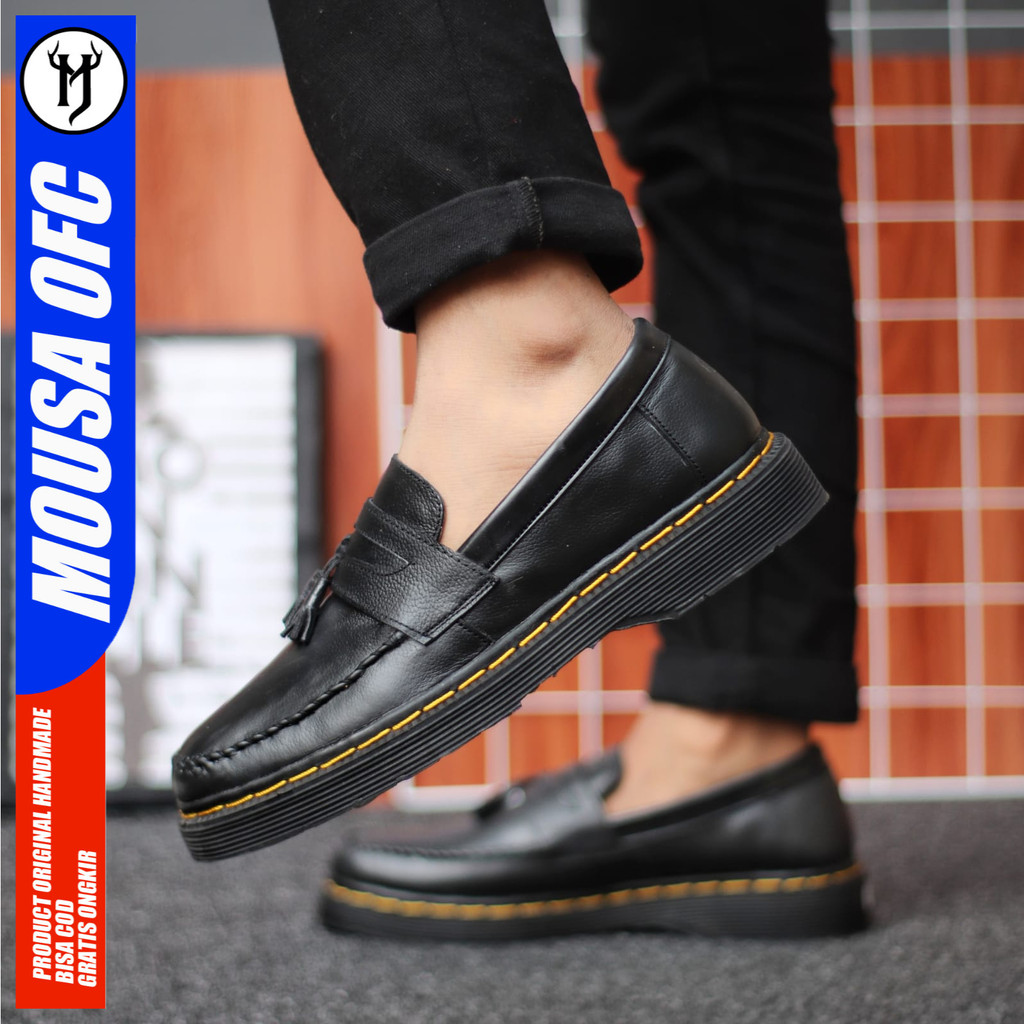 MOUSA Sepatu Docmart Pria Boots Casual Hitam Kulit Pu Original Winer