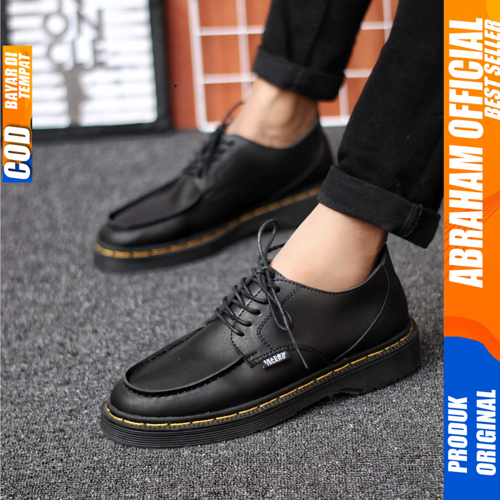 Sepatu Docmart Pria Casual Formal Pantofel Kulit Kerja Hitam