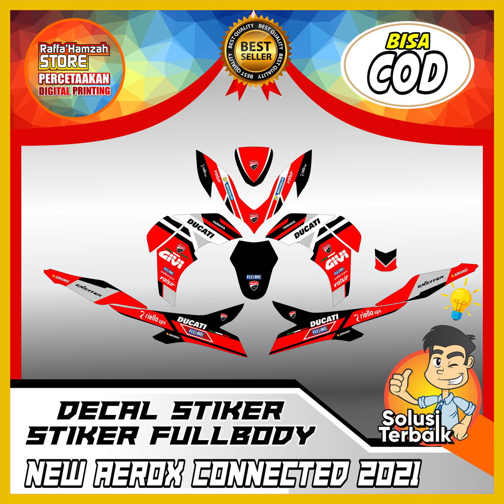 Decal Sticker Fullbody All New Aerox 155 Connected Ducati - Dekal Stiker Aerox New Ducati Full Body