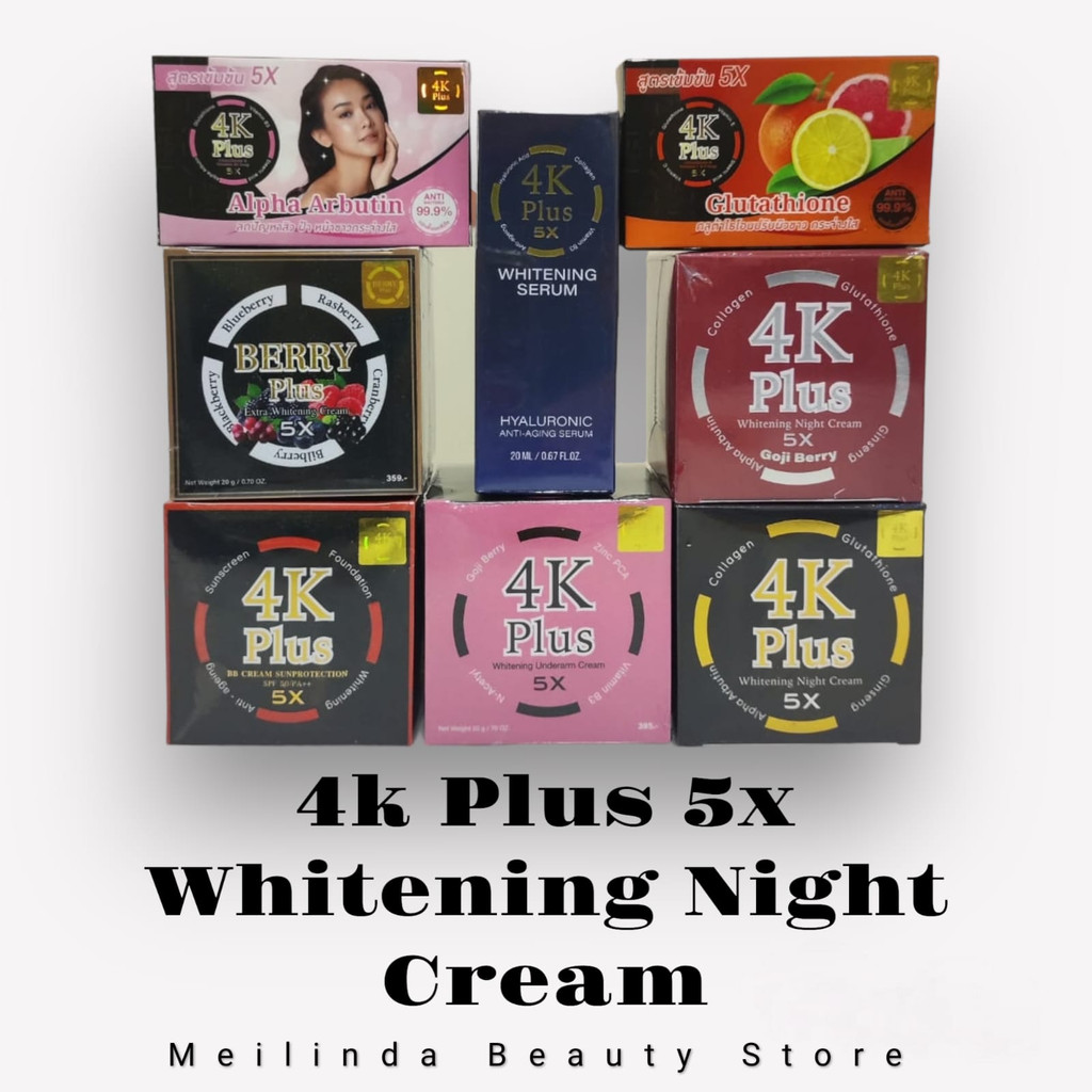 [BIG SALE] 4K Plus 5X Whitening Night Cream | Underarm Cream | Day Cream | BB Cream | Goji Berry | Berry Plus Solusi Wajah Mulus Cantik Putih Berseri OriginalThailand