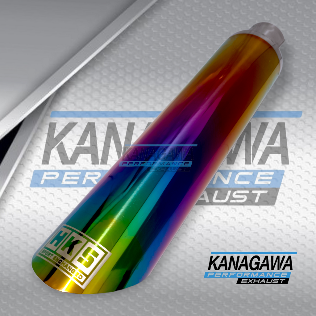 Knalpot Mobil HKS Racing Muffler Bambu Runcing Rainbow Bass Bulat Full Stainless - Exhaust tip / Uju