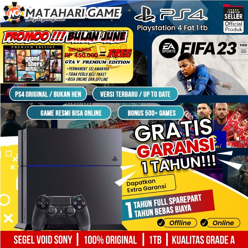 Playstation 4 Fat Original | PS4 SONY 1TB/1000GB  Bonus 200++ Games GARANSI 1TAHUN