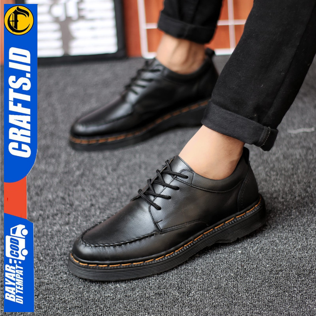 Sepatu Formal Pantofel Docmart Low Boots Kerja Pria Kulit Asli Crafs Nima