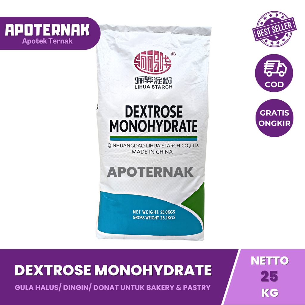 DEXTROSE MONOHYDRATE 25 kg 1 sak | Gula Halus / Gula Dingin / Gula Donat