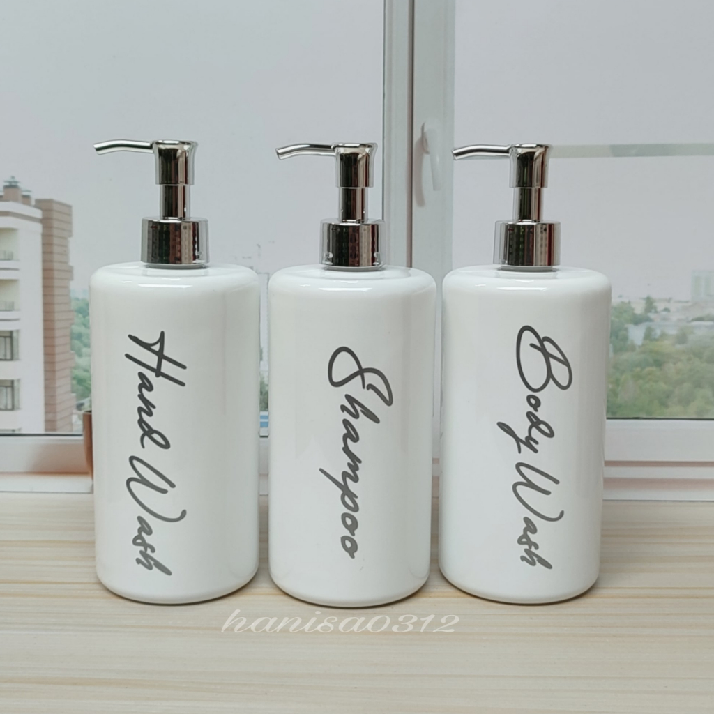 Botol Sabun Cair Pump Putih Gold Aesthetic 500ml Luxury / Botol Pump 500ml / Botol Sabun Cair Pump 500 ml