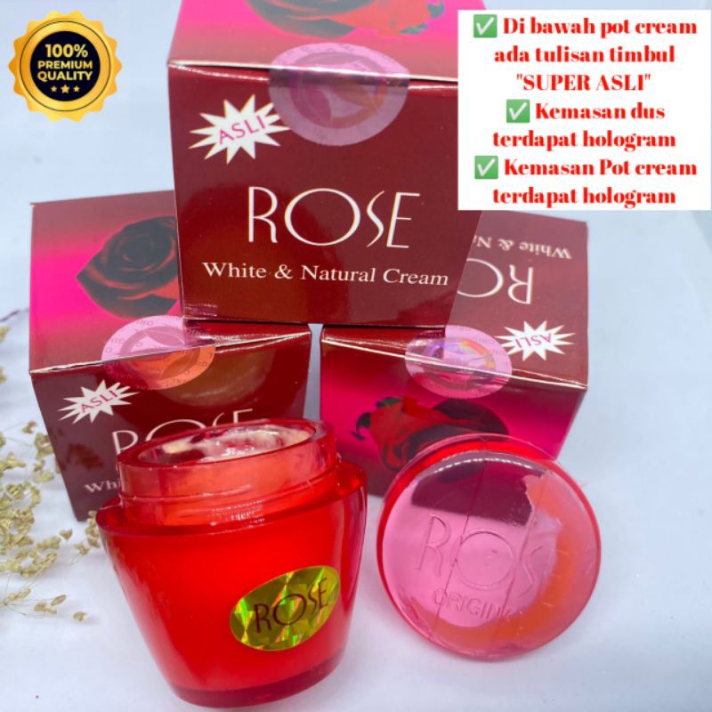 [ECER] Cream Rose Holo Pink Tutup Timbul Rose White &amp; Natural Cream 30gr