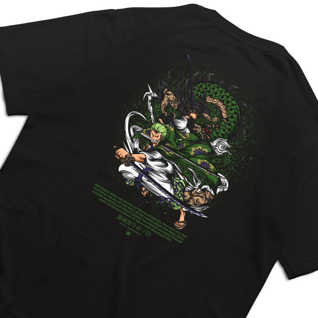 KAOS RORONOA ZORO HITAM | Kaos One Piece | Kaos Anime | Baju Distro Pria Wanita - KUUL INDUSTRIES