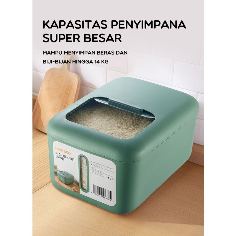 Rice Bucket Kotak Dispenser Beras 12KG Food Grade - BONBOX BKE901