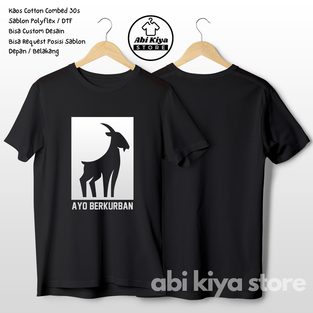 Kaos Distro Dakwah Islami Idul Adha Ayo Berkurban T-Shirt Gambar Kambing Tulisan Qurban Murah Katun