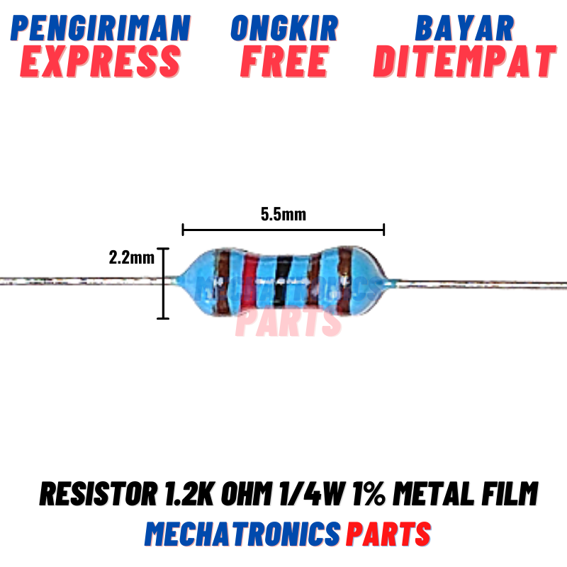 RESISTOR 1K2 1.2K OHM METAL FILM 1/4W 1%