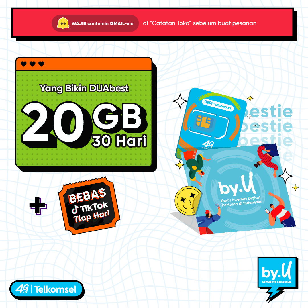 Kartu Perdana by.U Kuota 20 GB | 30 Hari