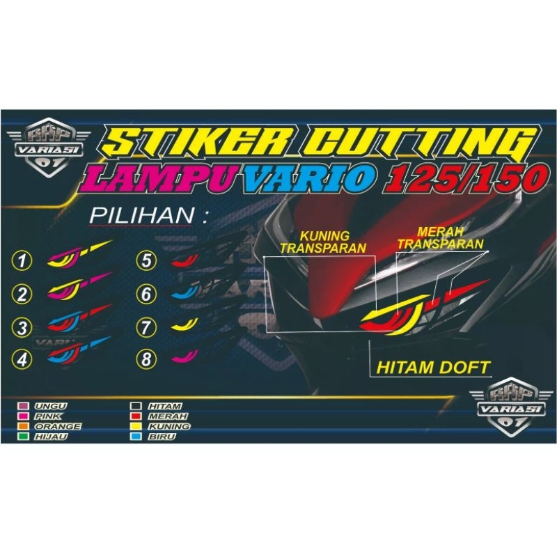STIKER LAMPU DEPAN VARIO 125&150 NEW,stiker  mata lampu vario,stiker lampu vario