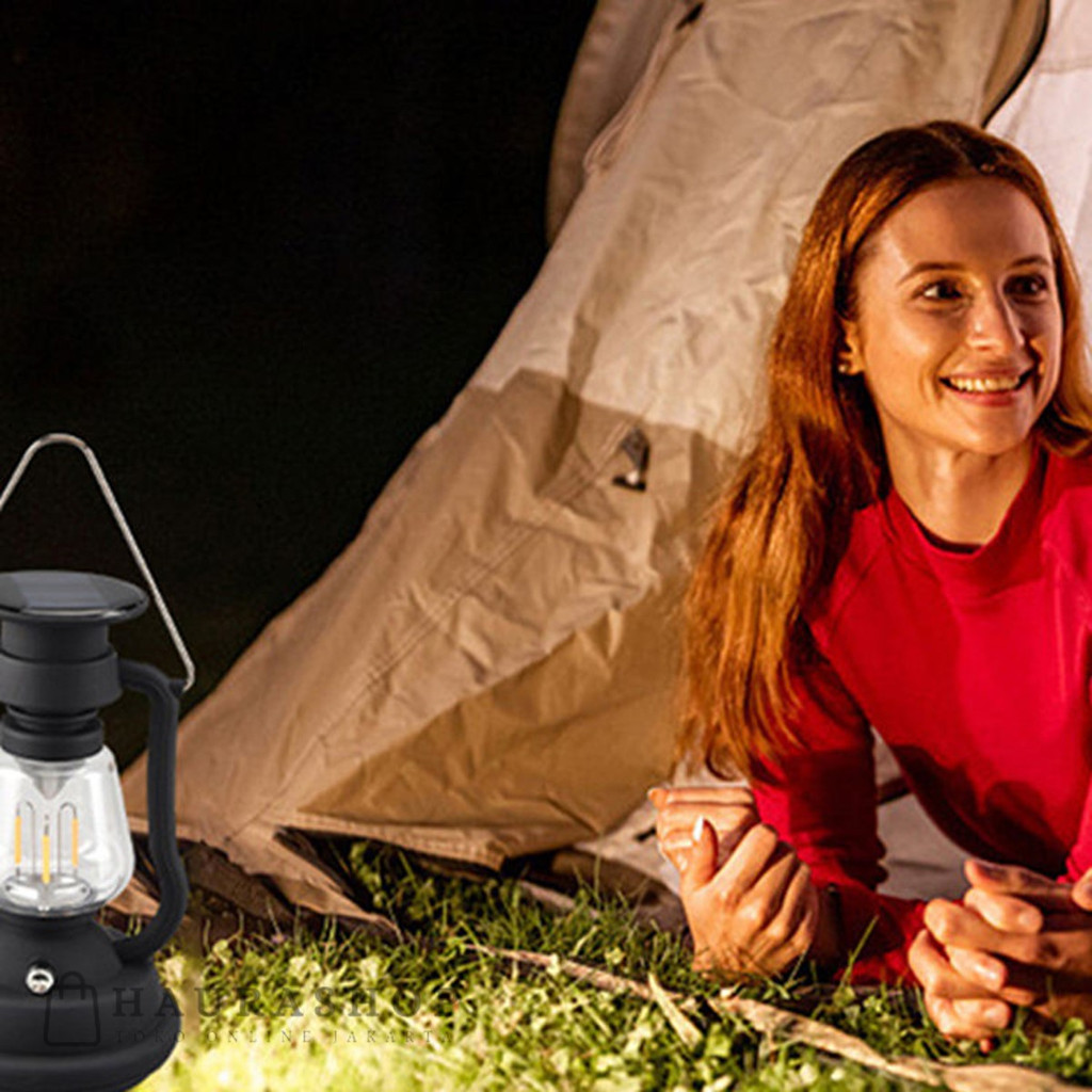 Lentera LED Filamen Petromax Solar and Hand Crank Camping Warm White