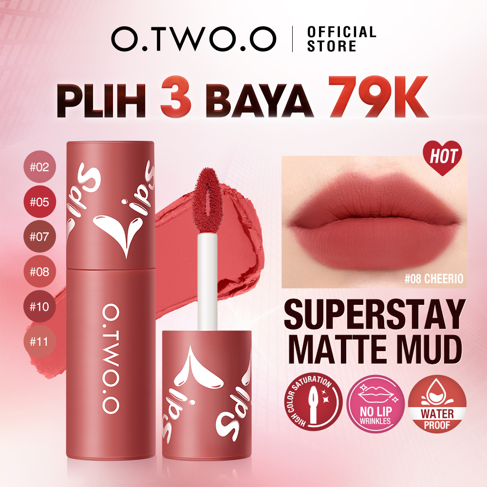 O.TWO.O Velvet Matte Liptint Lip & Cheek Mud Dual-use Lip Clay High Pigmented Long Lasting Not Dry C