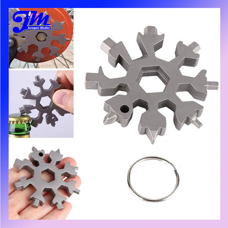 

Snowflakes Multi Tool Pocket Wrench Saker Tool Kunci Salju Obeng 18 IN 1