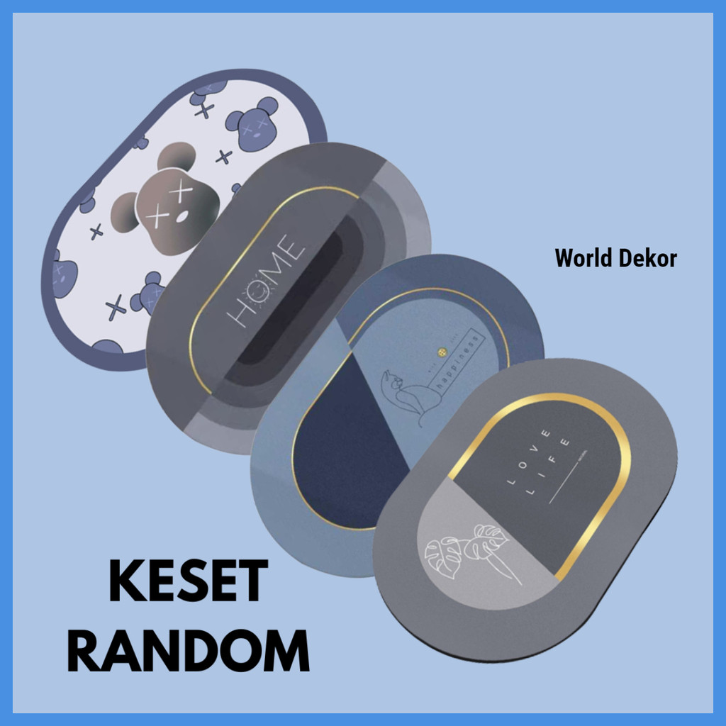 KESET RANDOM - Keset Kamar Mandi Kaki GZN Diatomite Anti Licin dan Anti Bau - Worlddekor