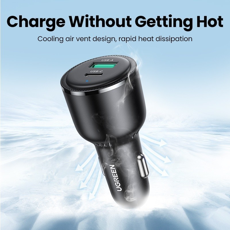 UGREEN Adaptor Car Charger Mobil USB + Type C PD Fast Charging 63W Untuk Samsung S22 Ultra Iphone 14 13 12 90645