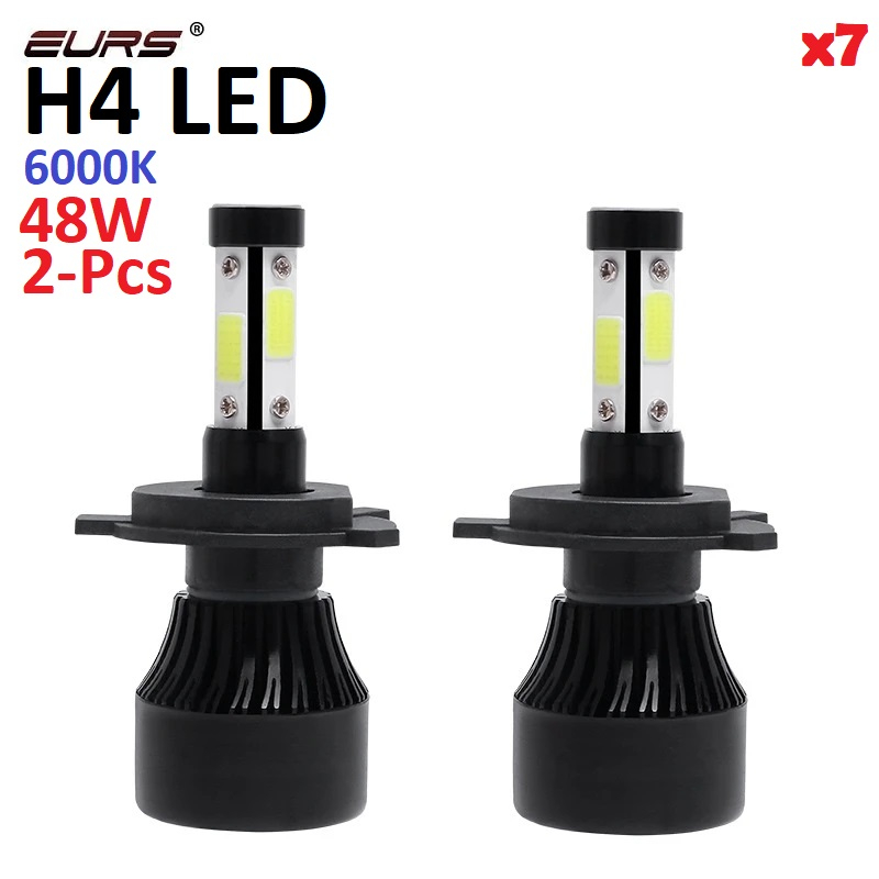 Led H4 X7 Lampu depan mobil Black edition 6000k 48w 2pcs set kiri kanan