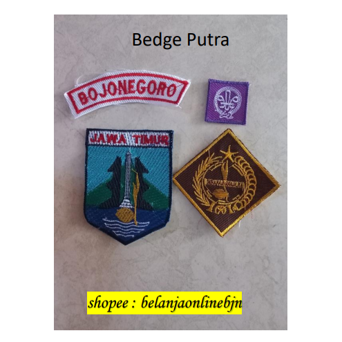 Bedge Pramuka Set Putra Putri/Atribut Bedge Pramuka/Set Bedge Pramuka Jawa Timur Bordir